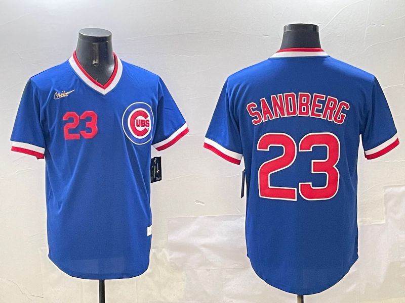 Men Chicago Cubs #23 Sandberg Blue Throwback Game 2025 Nike MLB Jersey style 3163